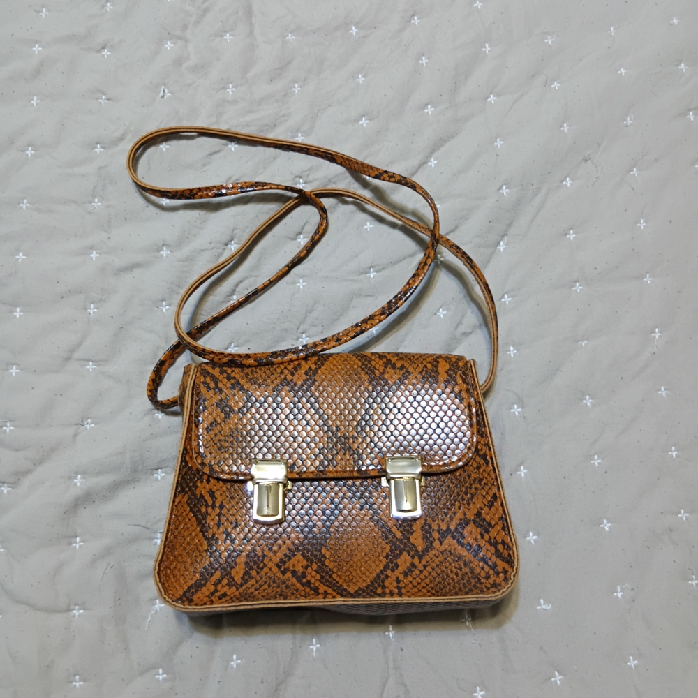Shein Orange Snake Pattern Crossbody Bag